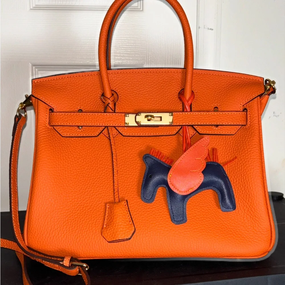 Orange genuine leather wirkin